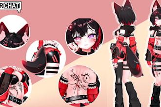 do anime vrchat avatar, fury vtuber model, nsfw vrc character, vseeface, animaze