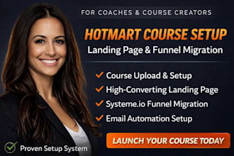 design hotmart landing page, upload your course and migrate funnel to systeme io