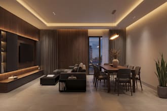 design and render a realistic 3d interior for your space