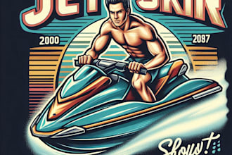 design high quality jet ski mascot logo with t shirt design