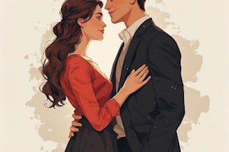 illustrate a romantic family couple portrait