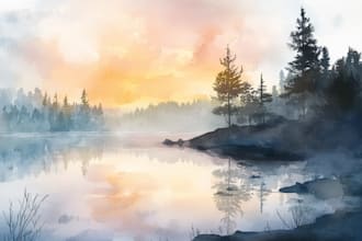 draw a watercolor landscape illustration