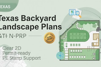 design 2d landscape plans with pe stamp support texas