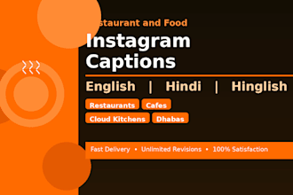 write english and hindi captions for your restaurant or food business