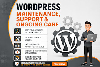 provide wordpress maintenance, support and monthly care