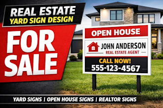 design real estate yard sign and open house sign