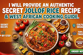 provide an authentic secret jollof rice recipe and west african cooking g