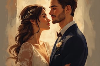 create a romantic couple portrait in my art style