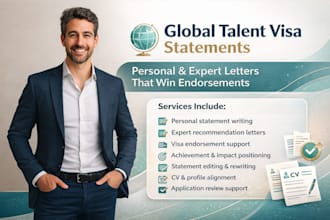 draft personal and expert statements for global talent visa endorsement