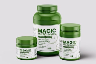 design bottle label, pills, herbal, vitamins, dietary supplement label design