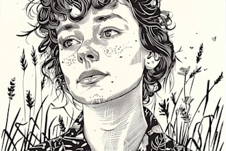 create linocut portrait illustration