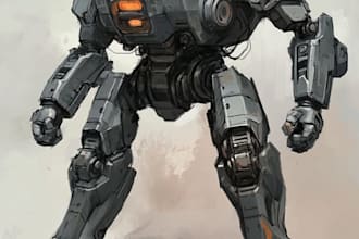 do anime style mecha robot illustrations
