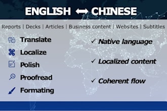 provide english to chinese translation and localization