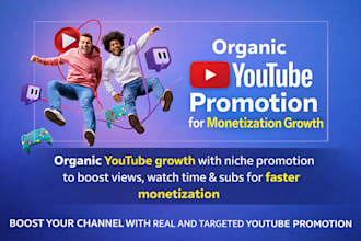 do organic youtube channel and video promotion for monetization growth
