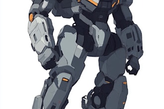 create anime style mecha robot illustrations