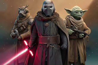 epic star wars sci fi character digital art portraits full body