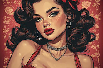 draw a pin up girl and pin up girl illustration