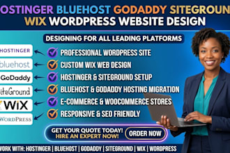 hostinger bluehost godaddy siteground  wix wordpress website design