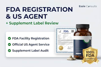 do fda registration, supplement label review, and US agent