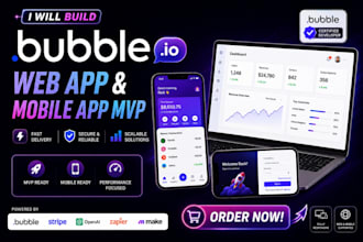 build bubble io website, web app,  bubble mobile app mvp, be bubble io developer