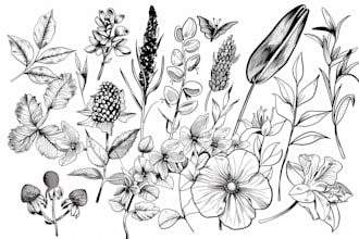 do best botanical line art illustration