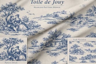 create toile de jouy pattern seamless pattern design for fabric textile clothing