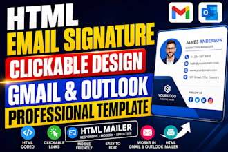 create clickable HTML email signature for gmail and outlook