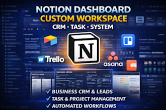 custom notion dashboard workspace airtable trello asana coda productivity system