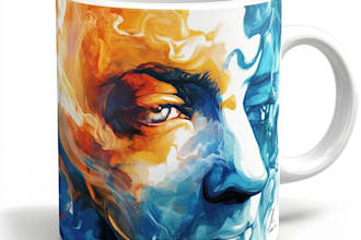 draw coffee mug design, custom mug design