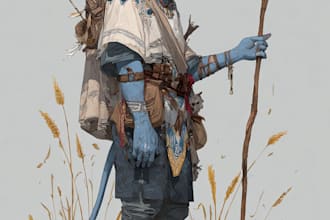 draw custom dnd character art, fantasy rpg character illustration