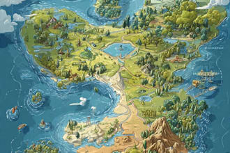 create vector map illustration hand drawn