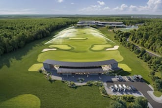 design resort masterplan, render modern golf course, landscape 3d visualization