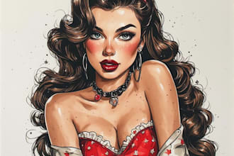 draw a pin up girl and pin up girl illustration