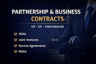 draft partnership, commercial agreement or  business contracts for your business