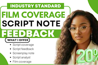 provide industry standard script coverage and notes for your screenplay