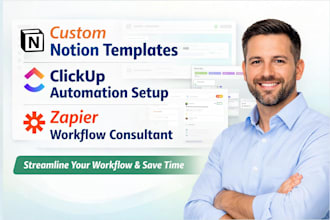 build notion template  workspace automation clickup zapier consultant website