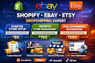 do shopify dropshipping ebay product listing etsy shop setup promotion