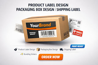 design product label box, product packaging design courier shipping box label