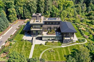 revitalize single family house, sky villa exterior render, modern garden design