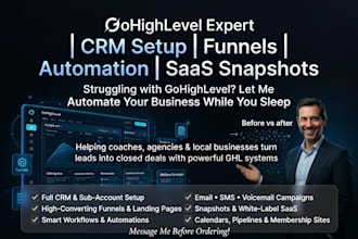 be your ghl specialist for CRM setup, funnel builder and automation