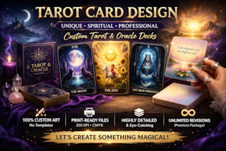 design stunning tarot cards, oracle deck, and spiritual affirmation cards