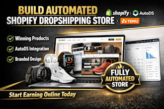 build branded 7figure automated shopify ecwid dropshipping store via autods temu