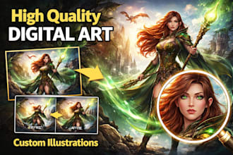 do professional digital illustrations and creative art for you