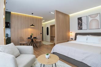 renew airbnb apartment interior,penthouse balcony terrace,small bedroom render