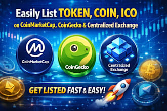 easily list token, coin, ico on coinmarketcap coingecko and centralized exchange