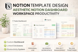 notion template design aesthetic notion dashboard workspace productivity