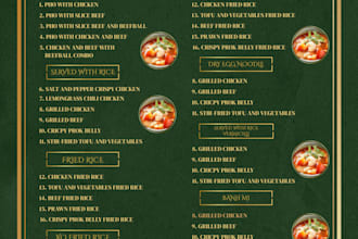design a modern and professional restaurant menu