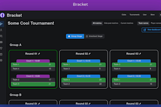 build a tournament management website with registration system