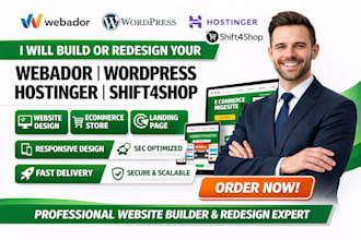 build redesign webador website wordpress wix hostinger shift4shop website design