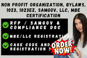 non profit organization, bylaws, 1023, 1023ez, samgov, llc, mbe certification